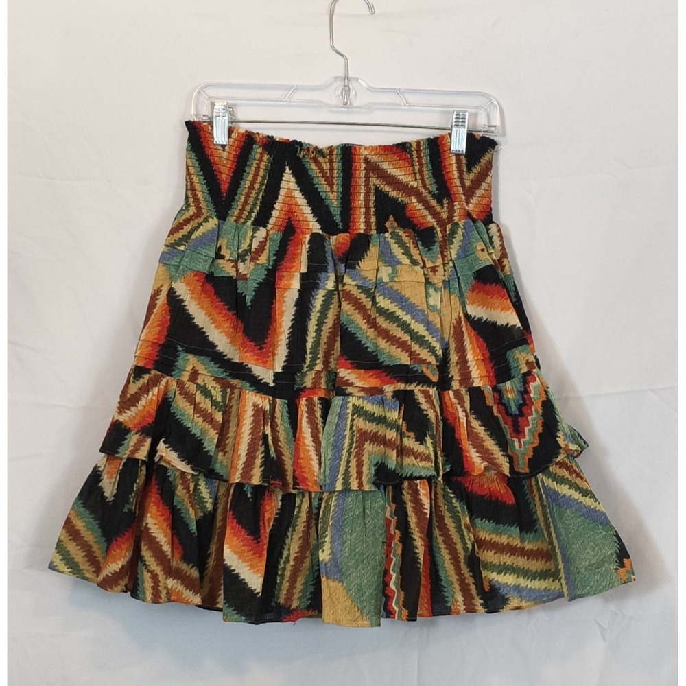 Lauren Ralph Lauren Multicolor Zigzag Tiered Asymmetrical Skirt